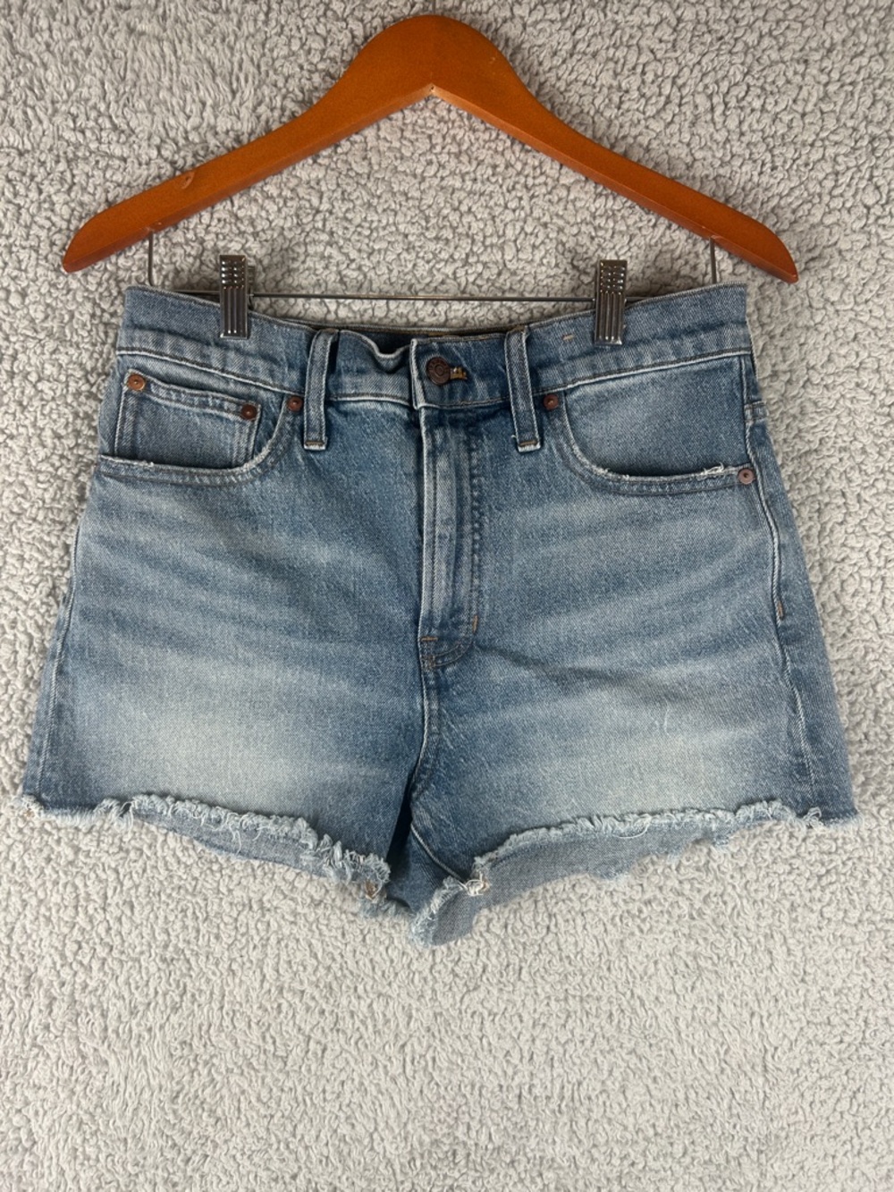 Madewell The Perfect Jean Short Raw Hem Denim Light Blue Size 29